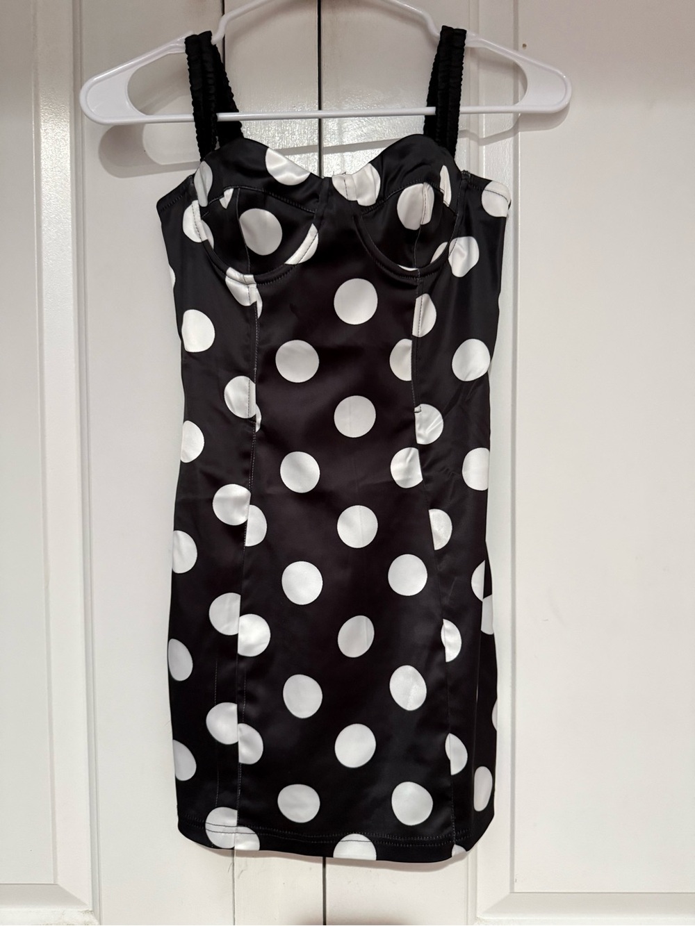 Edikted Black and White Polka Dot Mini Dress